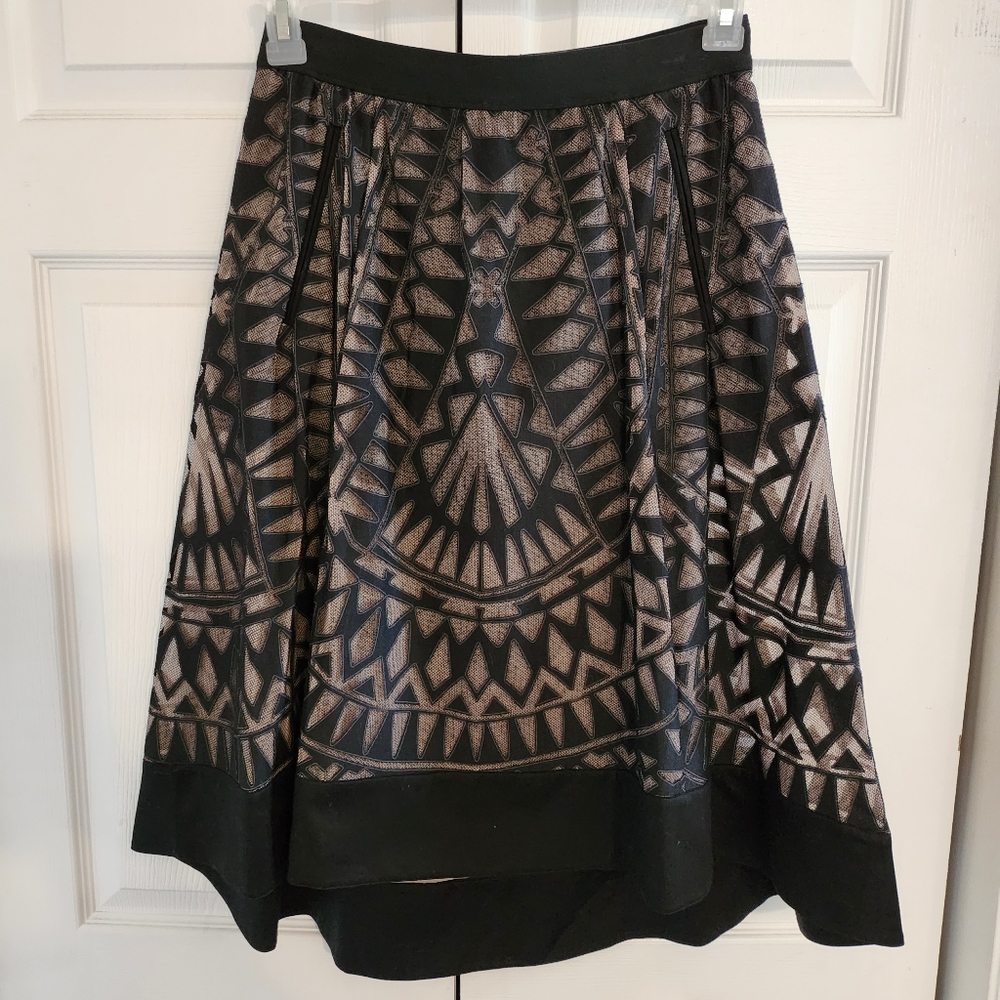 NWT BCBG Max Azria Keary Black Burnout Lace Skirt Sz XXS